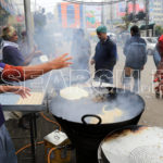 Halwa puri a traditional breakfast, Lahore, Punjab, January 21, 2017