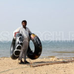 Fisherman at Keenjhar Lake, Thatta, Sindh, December 26, 2014